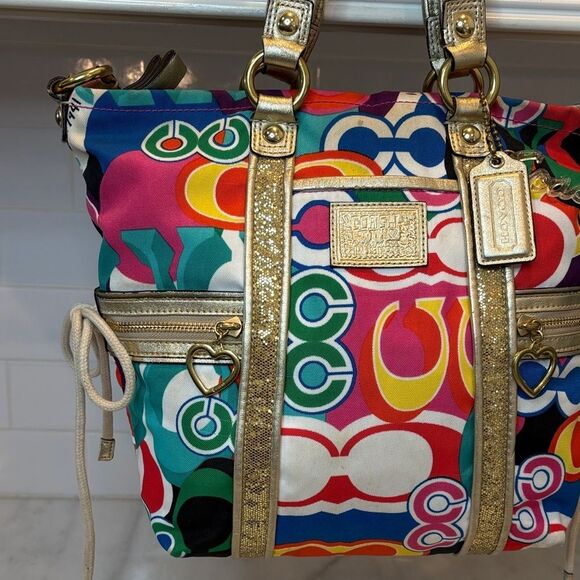 Coach Poppy Pop C Spotlight Multicolor Tote Shoulder Handbag - Picture 2 of 16